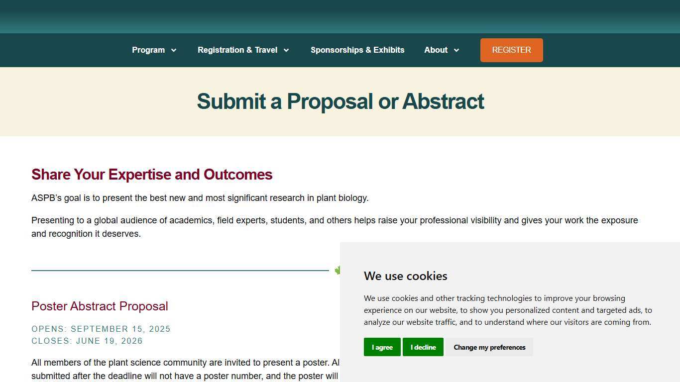Submit a Proposal or Abstract - Plant Biology 2026